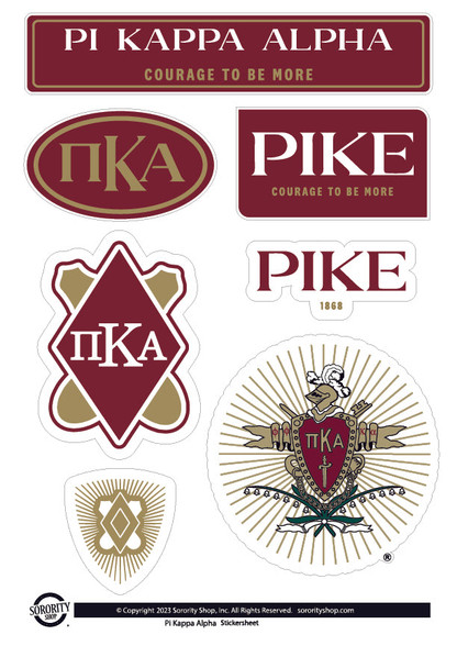 Pi Kappa Alpha PIKE Fraternity Sticker Sheet