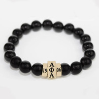 Alpha Phi Alpha Fraternity Natural Stone Bead Bracelet – Black