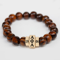 Alpha Phi Alpha Fraternity Natural Wood Bead Bracelet