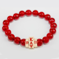 Kappa Alpha Psi Fraternity Natural Stone Bead Bracelet – Red