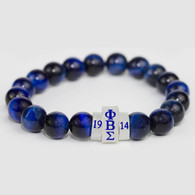 Phi Beta Sigma Fraternity Natural Stone Bead Bracelet-Blue