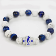 Phi Beta Sigma Fraternity Natural Stone Bead Bracelet-Blue and White