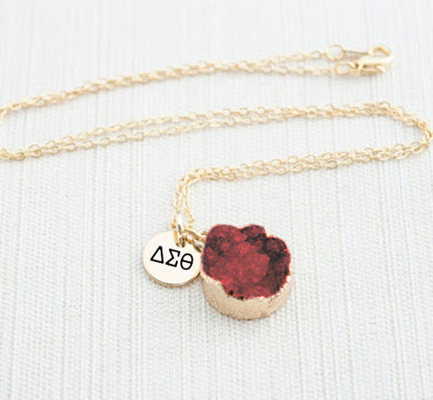 Delta Sigma Theta Sorority Druzy Necklace 