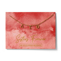 Delta Sigma Theta Sorority Necklace- Sisters Forever- Three Greek Letters-Gold