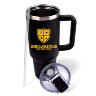 Sigma Alpha Epsilon SAE Fraternity Stainless Steel Tumbler with Handle
