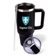Sigma Chi Fraternity Stainless Steel Tumbler with Handle