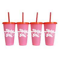 Alpha Phi Sorority- Set of 4- Glitter Color Changing Cups