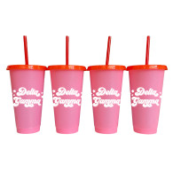 Delta Gamma Sorority- Set of 4- Glitter Color Changing Cups