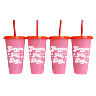 Gamma Phi Beta Sorority- Set of 4- Glitter Color Changing Cups