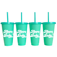 Kappa Delta Sorority- Set of 4- Glitter Color Changing Cups