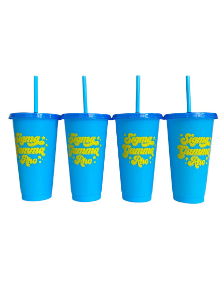 Sigma Gamma Rho Sorority- Set of 4- Glitter Color Changing Cups