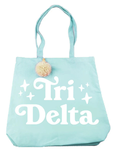 Delta Delta Delta Tri-Delta Sorority Pom Pom Tote Bag