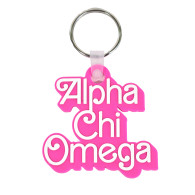 Alpha Chi Omega Sorority Keychain- Retro Dolly Sorority Name Design 