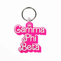 Gamma Phi Beta Sorority Keychain- Retro Dolly Sorority Name Design 