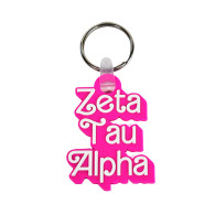 Zeta Tau Alpha ZTA Sorority Keychain- Retro Dolly Sorority Name Design 