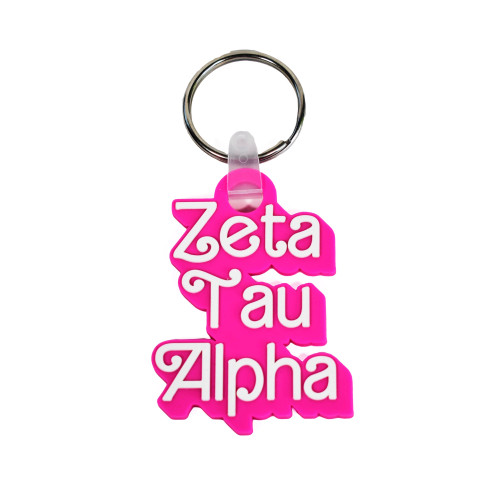 Zeta Tau Alpha ZTA Sorority Keychain- Retro Dolly Sorority Name Design 