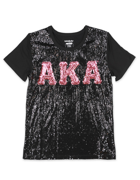 Alpha Kappa Alpha AKA Sorority Sequin Shirt- Black