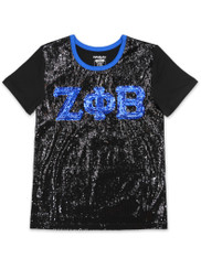 Zeta Phi Beta Sorority Sequin Shirt-Black