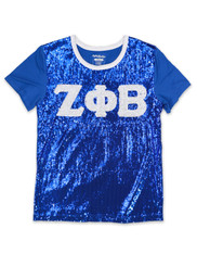 Zeta Phi Beta Sorority Sequin Shirt-Blue