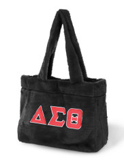 Delta Sigma Theta Sorority Faux Fur Bag- Black