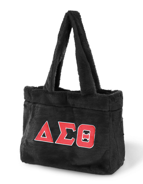Delta Sigma Theta Sorority Faux Fur Bag- Black