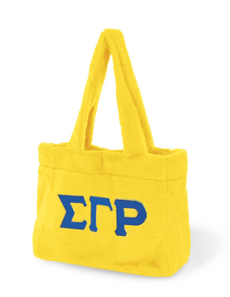 Sigma Gamma Rho Sorority Faux Fur Bag-Yellow