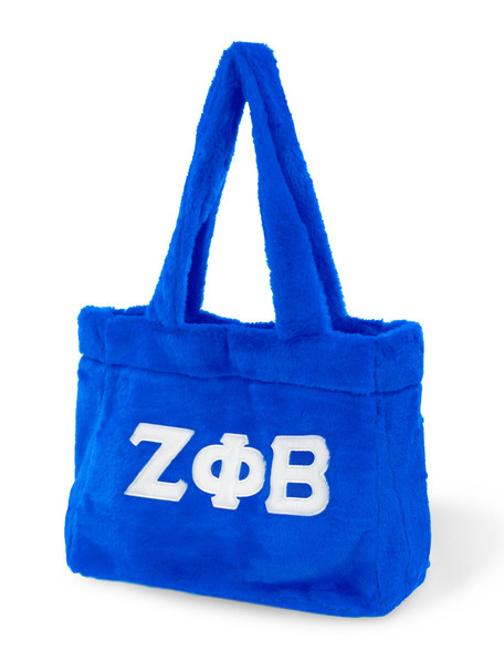 Zeta Phi Beta Sorority Faux Fur Bag-Blue