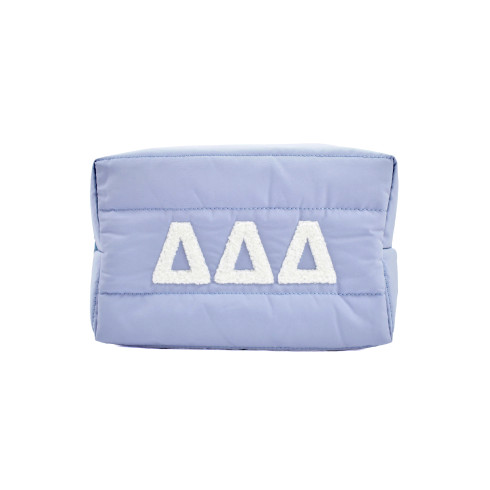 Delta Delta Delta Tri-Delta Sorority Makeup Bag- Puffer Style with Sorority Letters