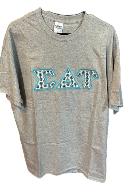 Sigma Delta Tau Sorority Double Stitched Letter T- Shirt-Gray- Size XL