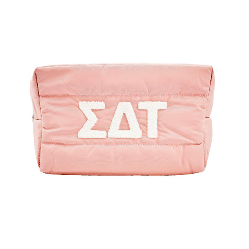 Sigma Delta Tau Sorority Makeup Bag- Puffer Style with Sorority Letters