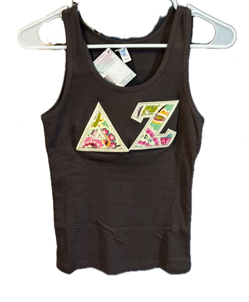 Delta Zeta Sorority Tank Top Brown- Size Small