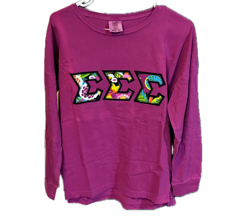 Sigma Sigma Sigma Tri-Sigma Sorority Long Sleeve Purple-Size XS