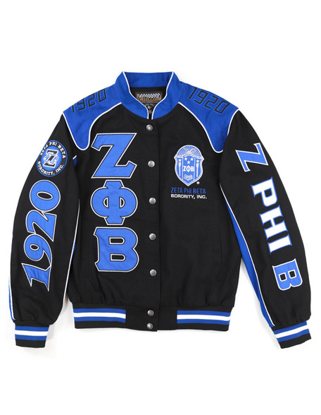 Zeta Phi Beta Sorority Racing Jackets- Twill-Black