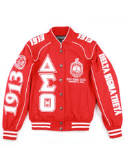 Delta Sigma Theta Sorority Racing Jackets- Twill-Red/White