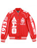 Delta Sigma Theta Sorority Racing Jackets- Twill-Red/White