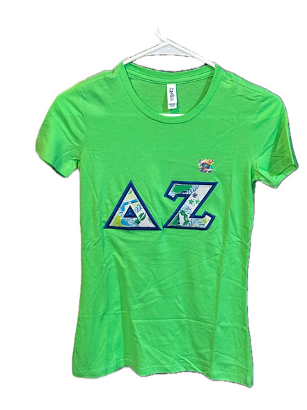 Delta Zeta Sorority Short Sleeve Green Shirt- Size Small