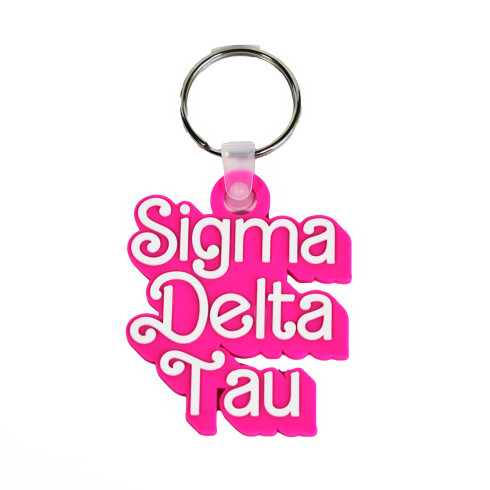 Sigma Delta Tau Sorority Keychain- Retro Dolly Sorority Name Design 