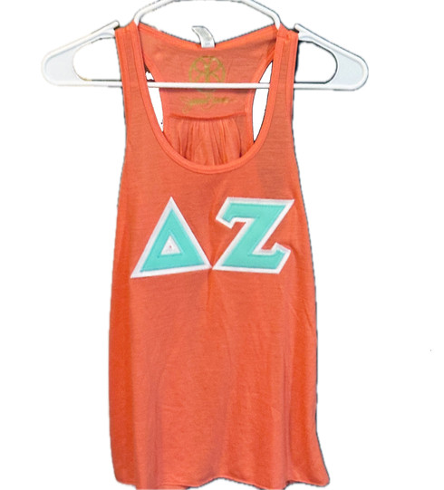 Delta Zeta Sorority Tank Top- Coral-Size XS