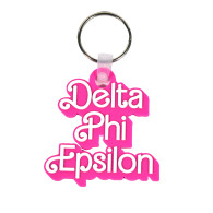 Delta Phi Epsilon DPHIE Sorority Keychain- Retro Dolly Sorority Name Design 