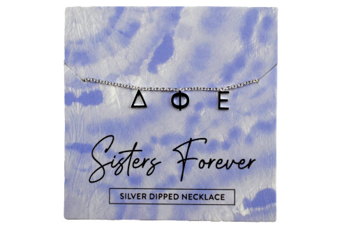 Delta Phi Epsilon DPHIE Sorority Sisters Forever Necklace- Silver