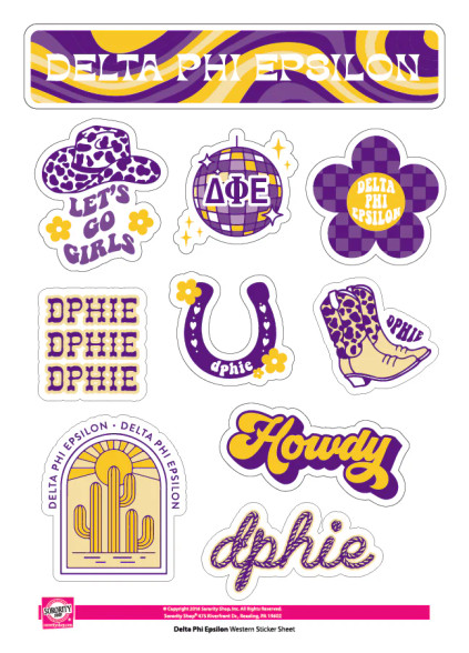 Delta Phi Epsilon DPHIE Sorority Stickers- Western Disco 