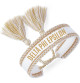 Delta Phi Epsilon DPHIE Sorority Woven Bracelet- White/Gold 