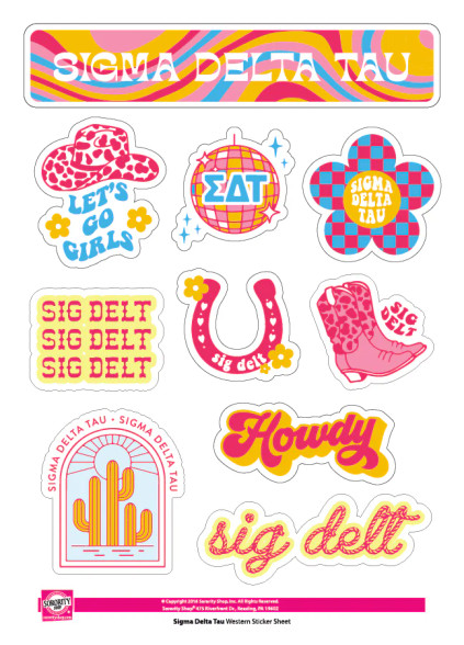 Sigma Delta Tau Sorority Stickers- Western Disco 