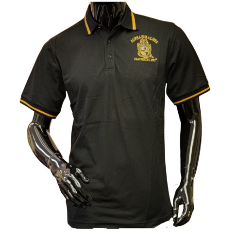 Alpha Phi Alpha Fraternity Polo-Cotton-Black