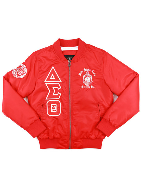 Delta Sigma Theta Sorority Bomber Jacket-Red-Front