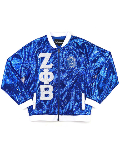 Zeta Phi Beta Sorority Sequin Jacket- Blue