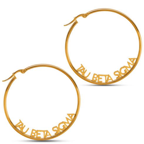 Tau Beta Sigma Sorority Hoop Earrings-Gold