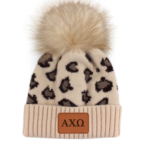 Alpha Chi Omega Sorority Beanie- Leopard