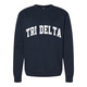 Delta Delta Delta Tri-Delta Sorority Sweatshirt Crewneck Varsity Letter Design-Navy Blue