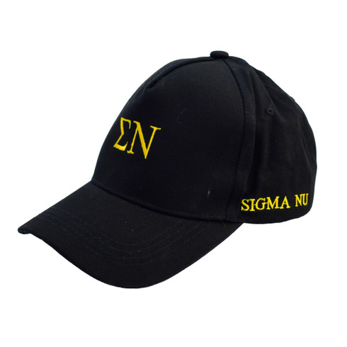 Sigma Nu Fraternity Baseball Cap Cotton 5-Panel Black Hat-Front